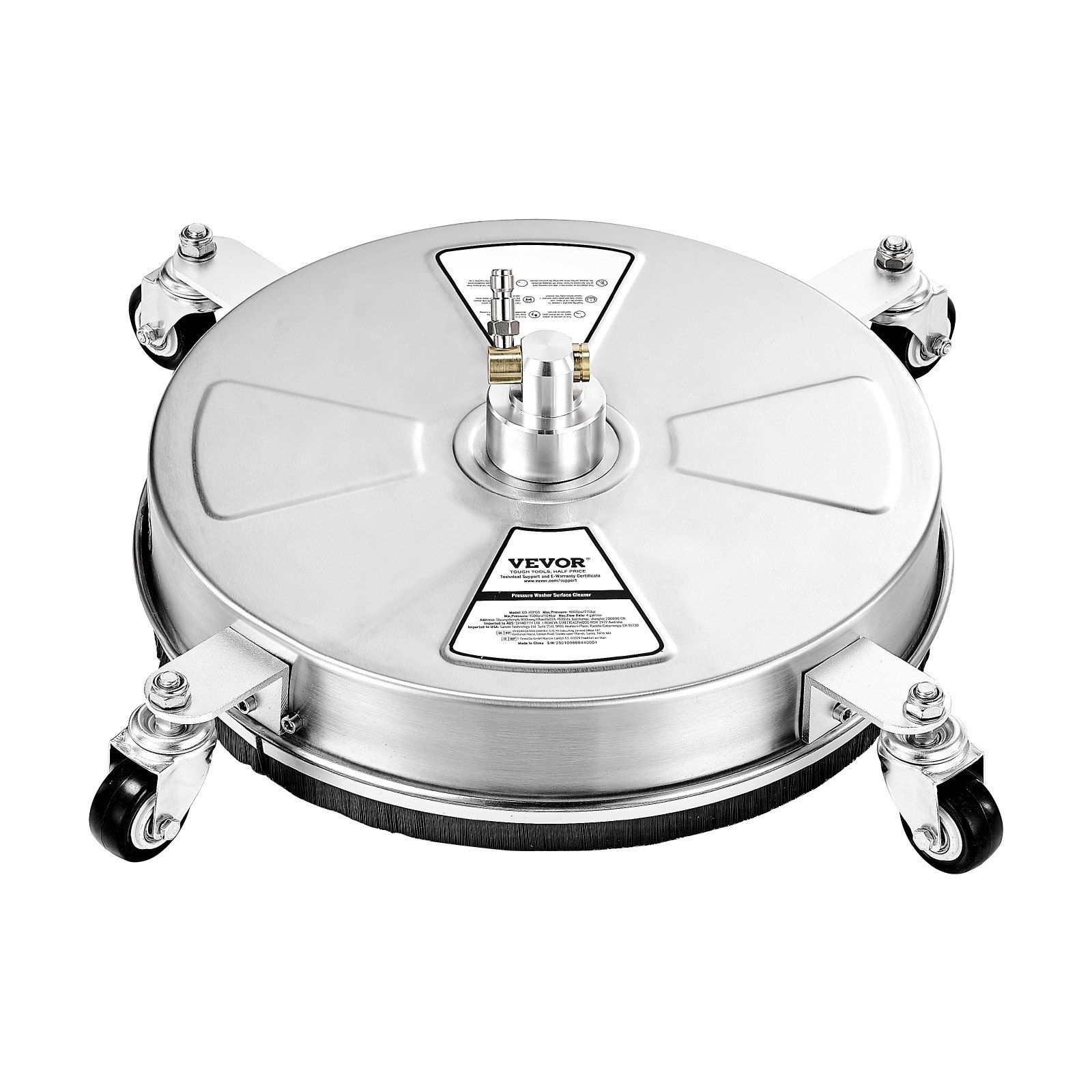 Main product image of 15" Stainless Steel Pressure Washer Surface Cleaner, 4 Wheels, 4000 PSI, 1/4 QC