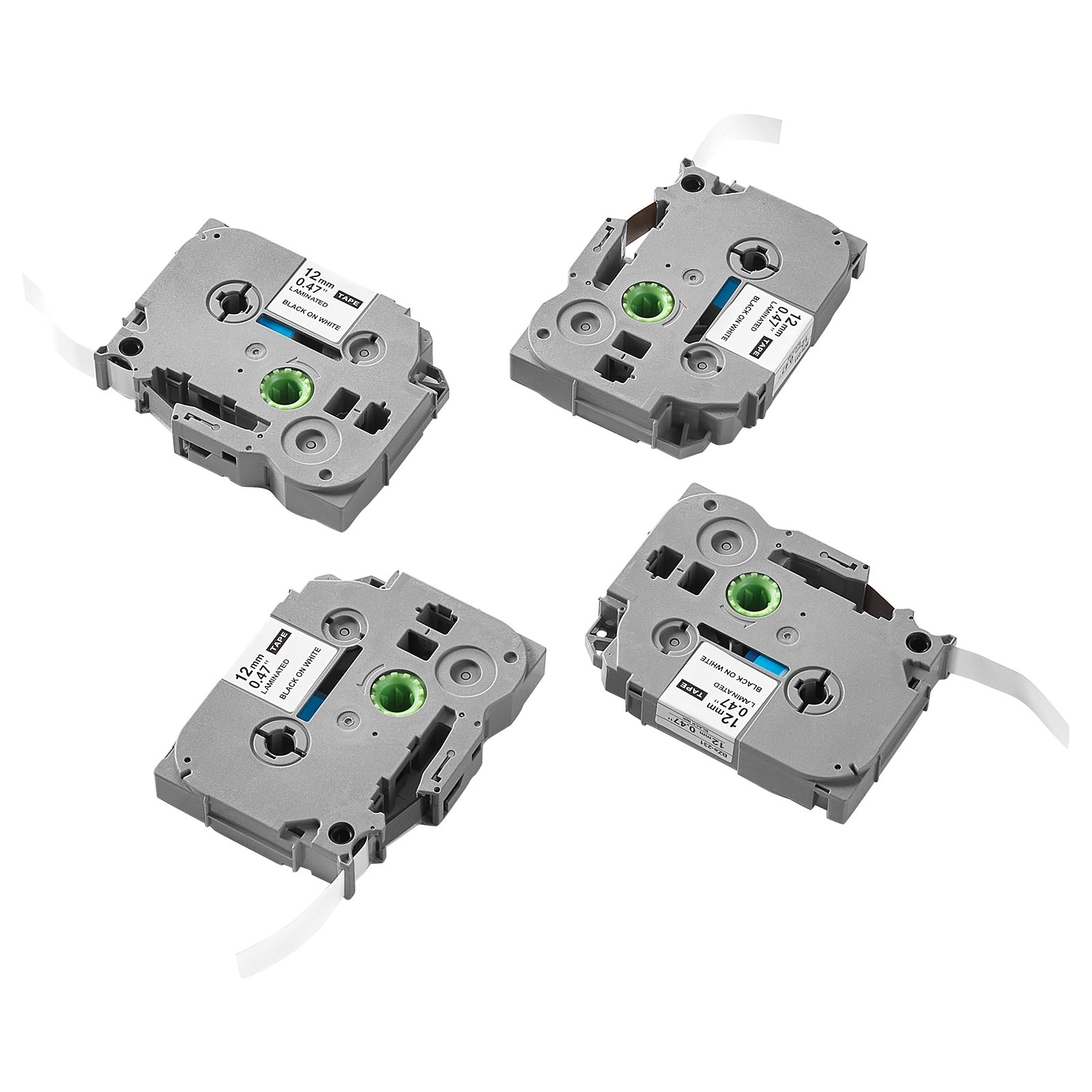 Main product image of Label Maker Tape, 4-Pack, 12mm Black on White, for Brother P-Touch TZe-231