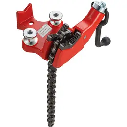 Product image of Bench Chain Pipe Vise, 1/8 to 5-Inch Capacity, Cast Iron, Crank Handle