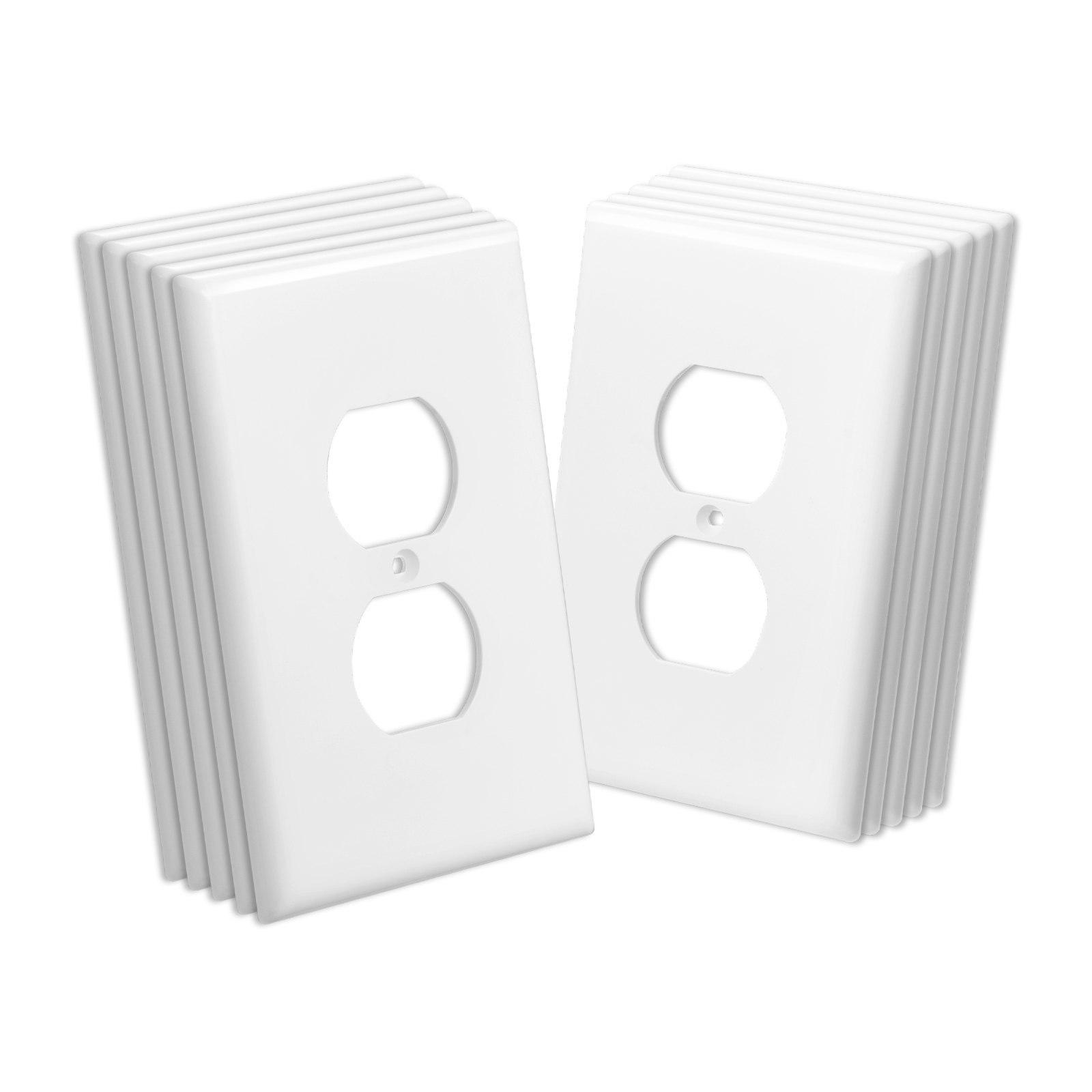 Main product image of 1-Gang Duplex Outlet Covers, 10 Pack, Standard, Polycarbonate, White