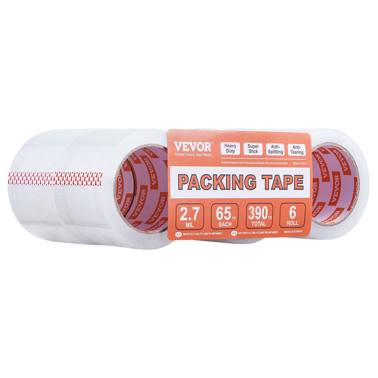 Main product image of Clear Packing Tape, 3 in. x 65 yd., 2.7 Mil, 3 in. Core, 6 Rolls