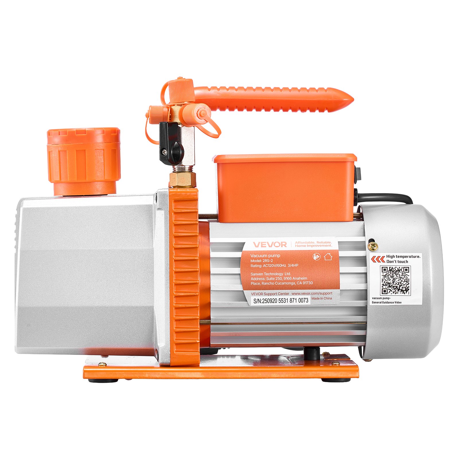 Main product image of 7 CFM 3/4 HP Two-Stage Rotary Vane Vacuum Pump, 4 Pole Motor, for HVAC & Automotive