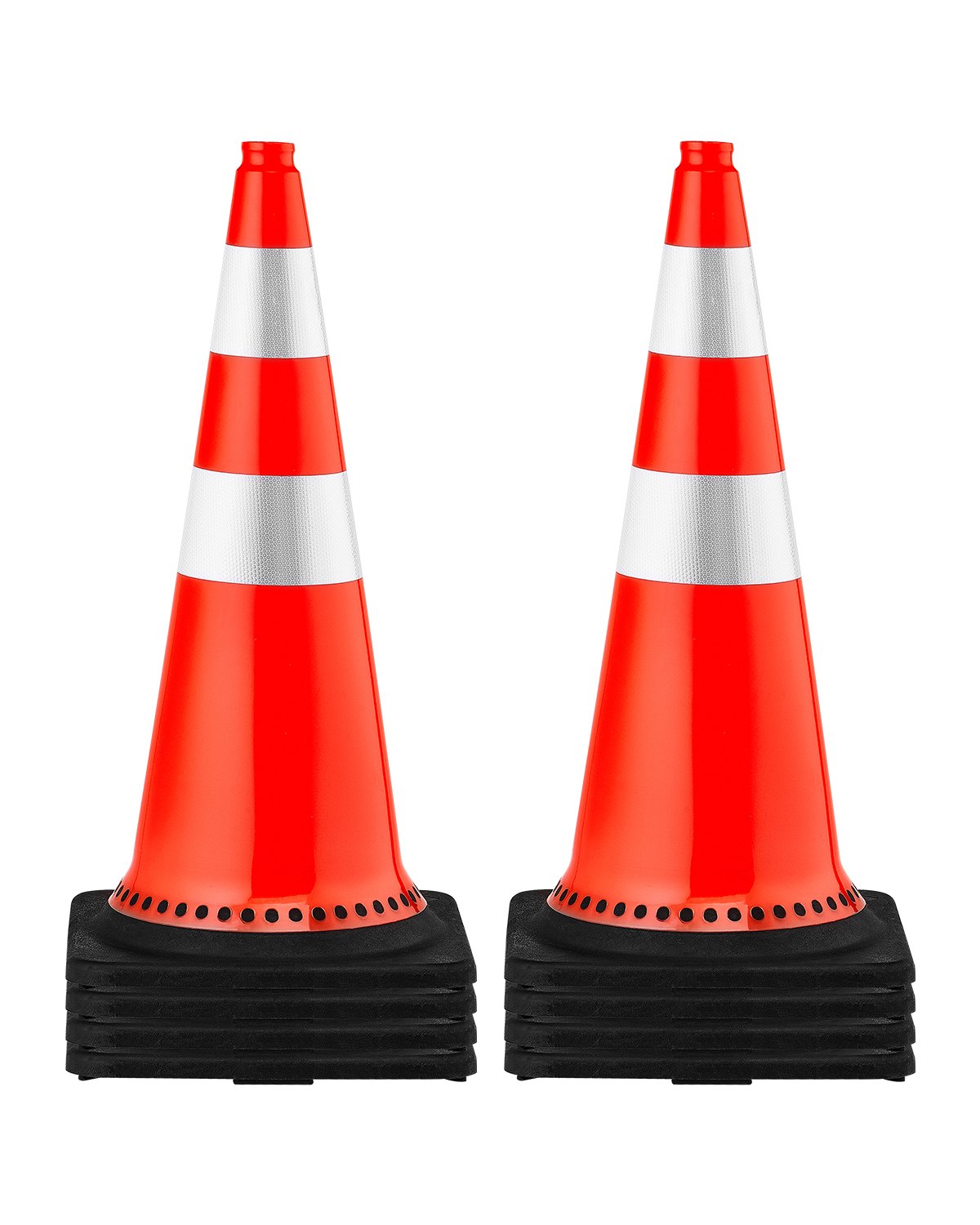 Main product image of 8 x 30" PVC Orange Traffic Cones with Reflective Collars and Weighted Base