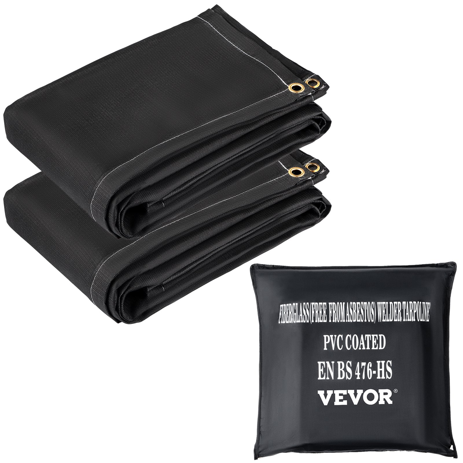Main product image of Welding Blankets, 2 Pack, 6' x 10', Fiberglass, 1022°F, 8 Brass Grommets