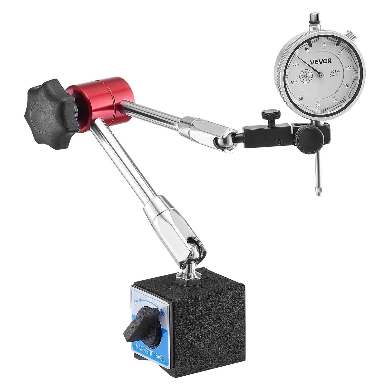 Main product image of Dial Test Indicator, Magnetic Flexible Base Stand, 0.001 Inch Accuracy, 0-1 Inch Range, Long Arm