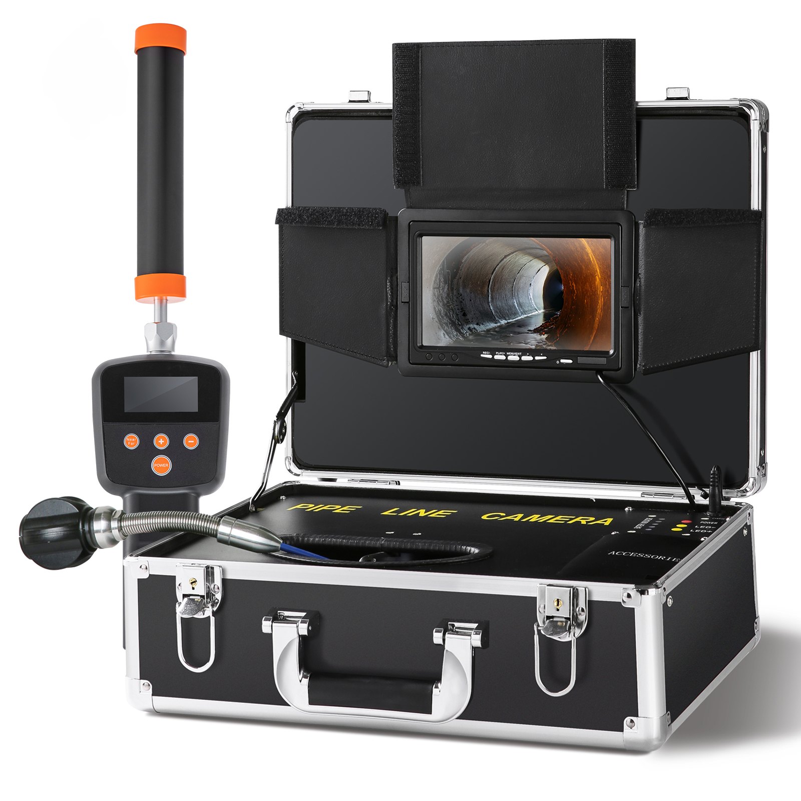 Main product image of 7" Pipeline Inspection Camera, 100 ft (30m) Cable, 512Hz Locator, DVR Function, IP68