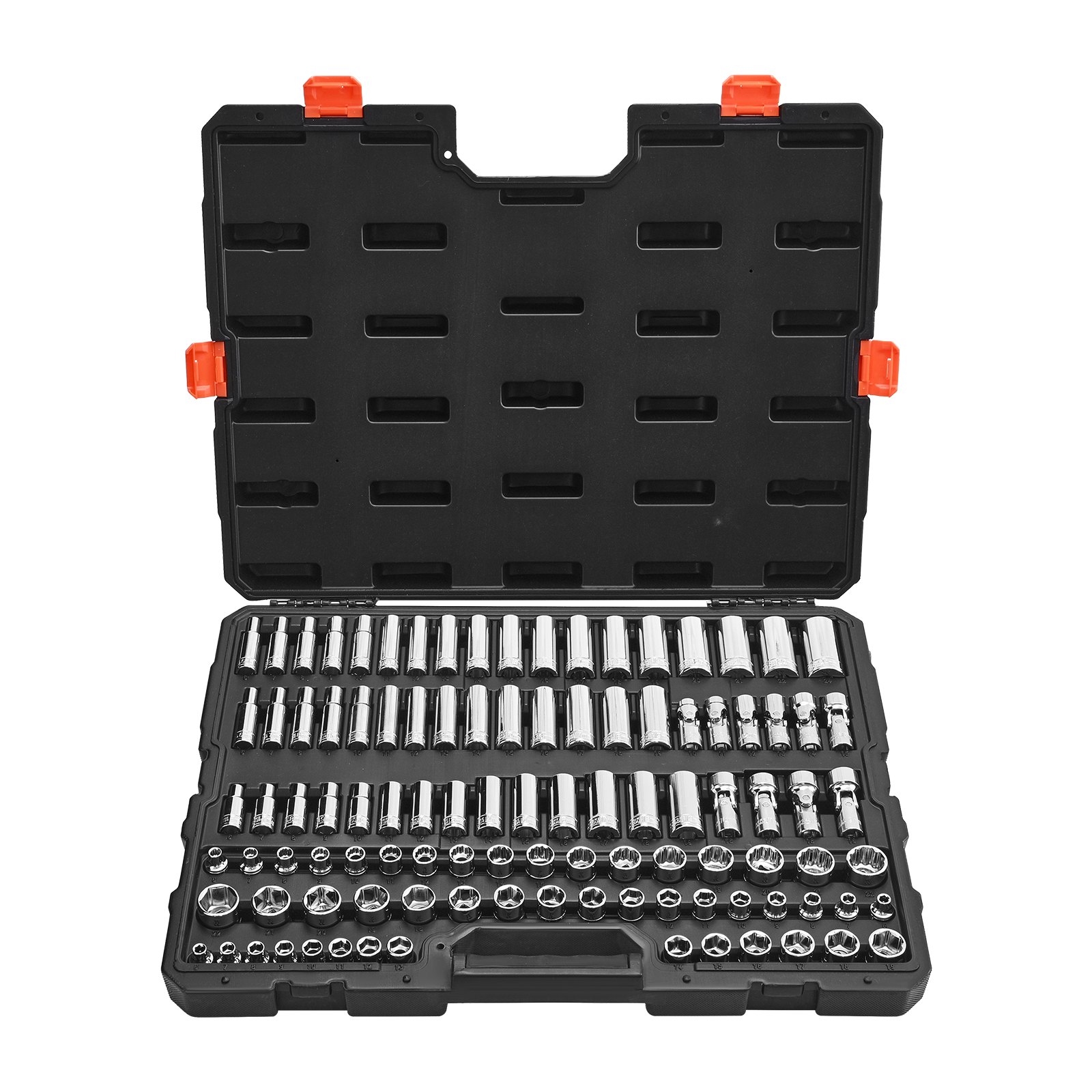 Main product image of 104-Piece 3/8 Inch Drive Socket Set, Metric 6-24mm, Deep & Standard, CR-V Steel, Case