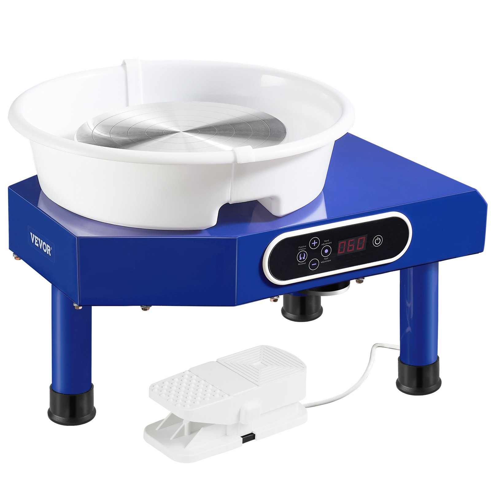 Main product image of 10in Pottery Wheel, Foot Pedal, ABS Detachable Basin, 60-300 RPM