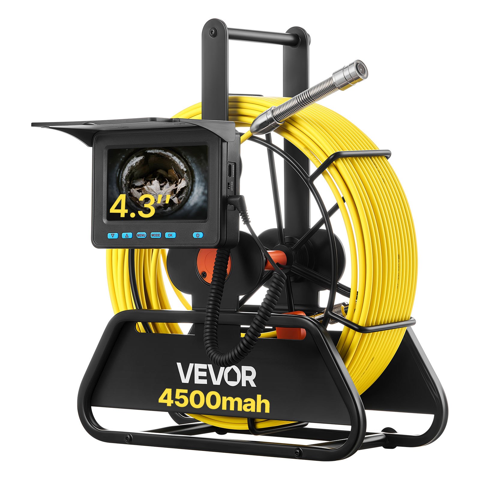 Main product image of Sewer Inspection Camera, 164 ft, 4.3 in. Monitor, IP68, 6 LED, 4500mAh Battery
