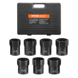 Product image of 1/2 Inch Drive 7-Piece SAE/Metric 6-Point Wheel Bearing Locknut Socket Set