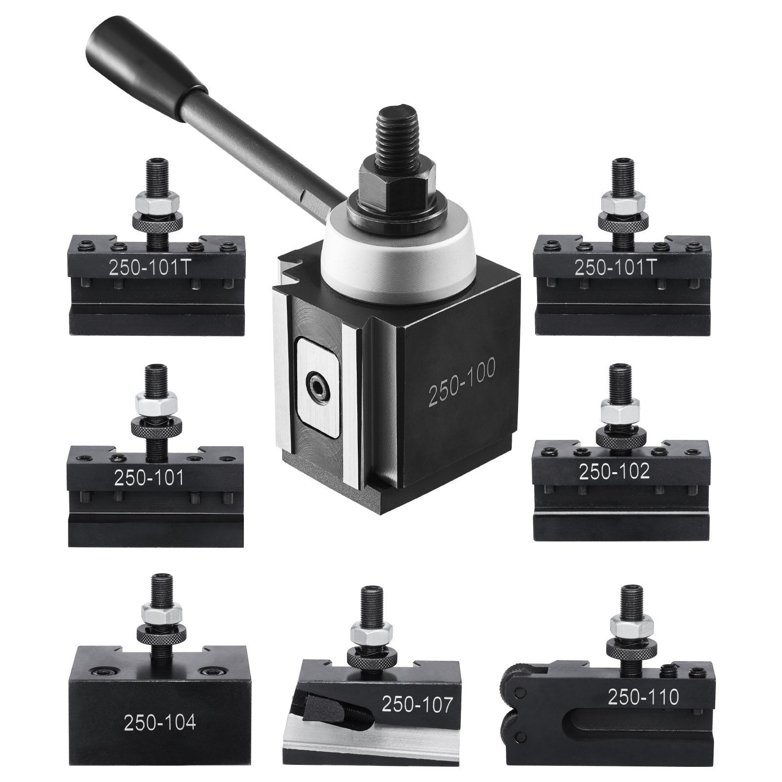 Main product image of 8 Pc Quick Change Lathe Tool Post Set, Wedge Type, 6-12 inch Swing
