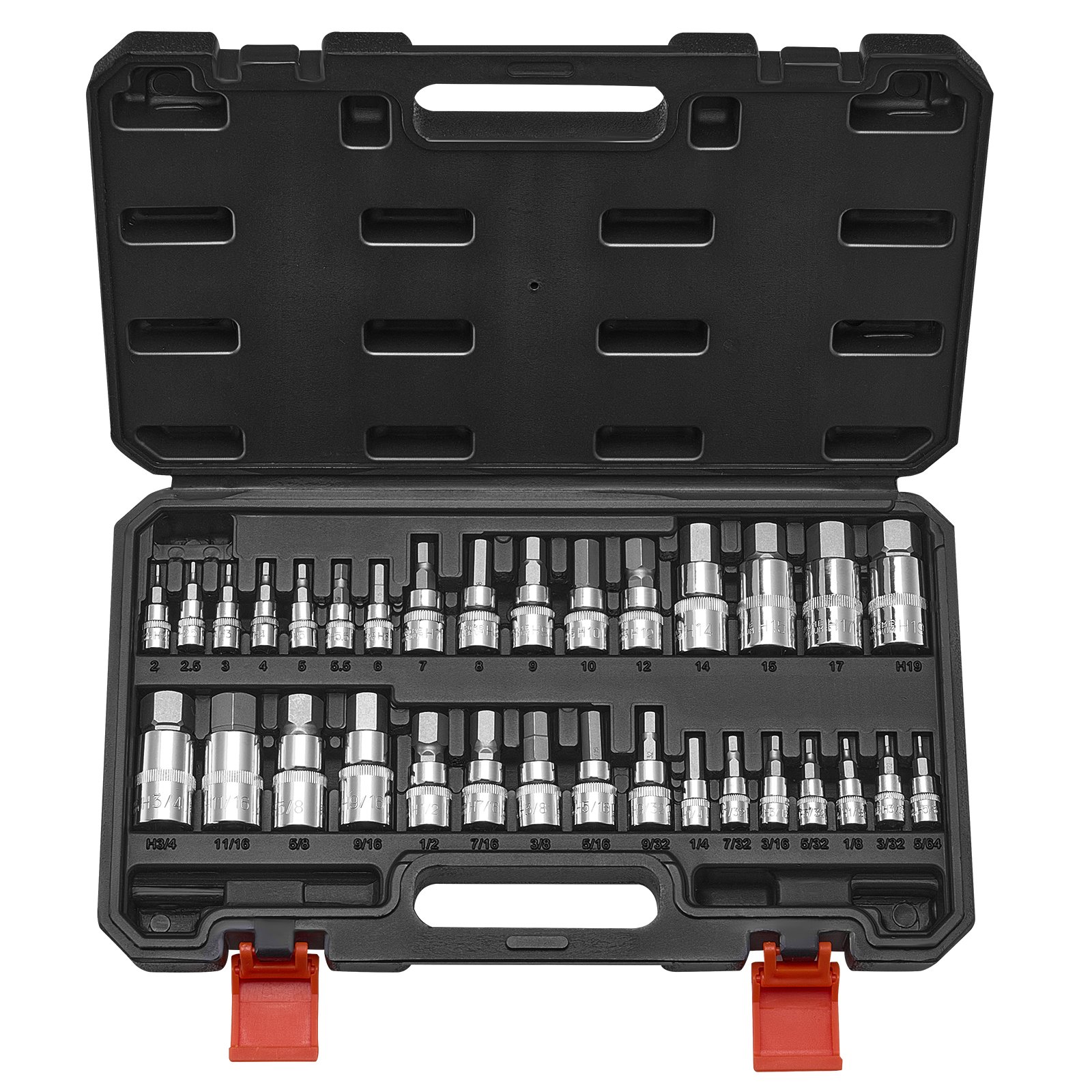 Main product image of 32-Piece Hex Bit Socket Set, SAE & Metric, 1/4, 3/8, 1/2 In Drives