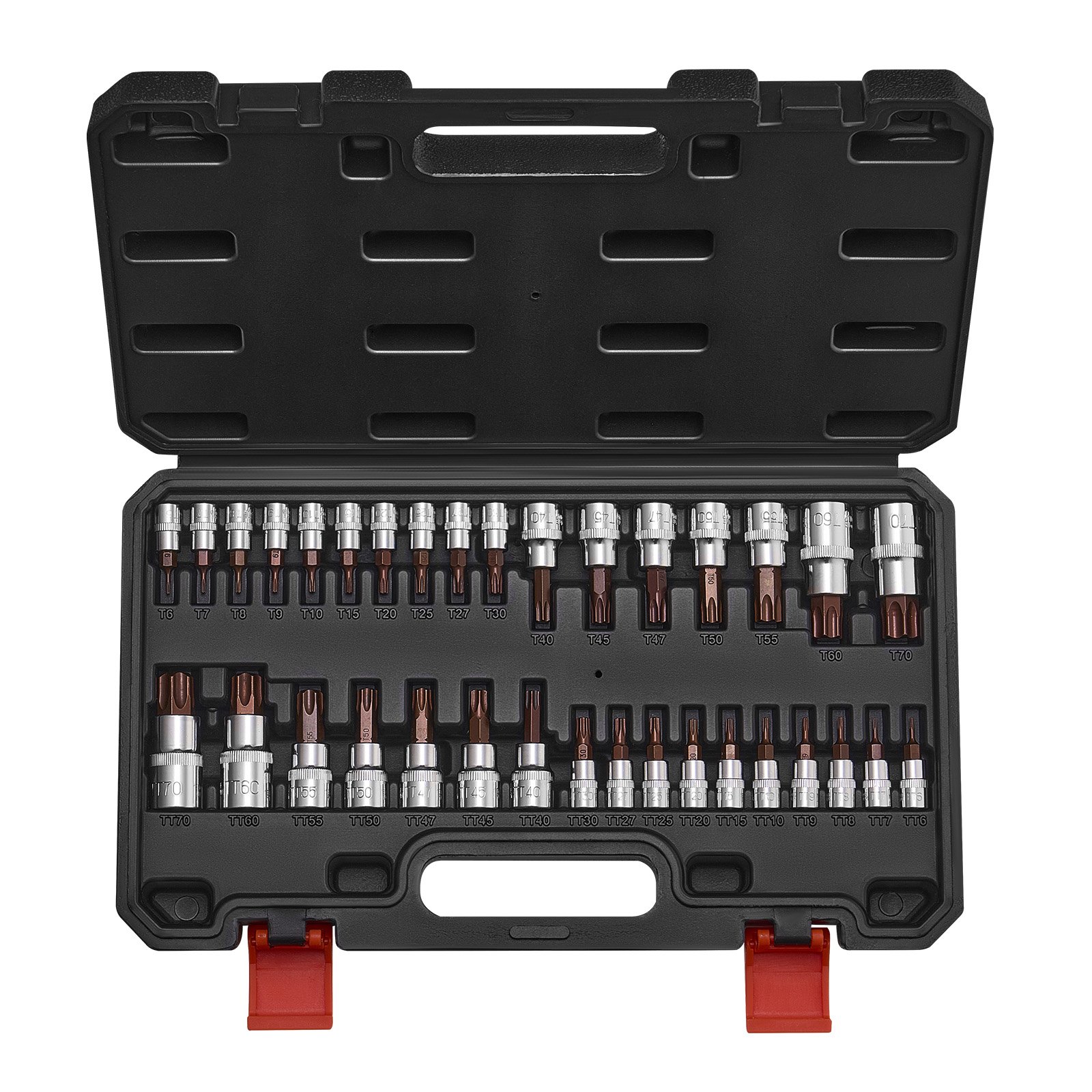 Main product image of 34-Piece Torx Bit Socket Set, T6-T70, S2/Cr-V Steel, 1/4, 3/8, 1/2 In Drive, Case