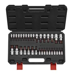 Product image of 34-Piece Torx Bit Socket Set, T6-T70, S2/Cr-V Steel, 1/4, 3/8, 1/2 In Drive, Case