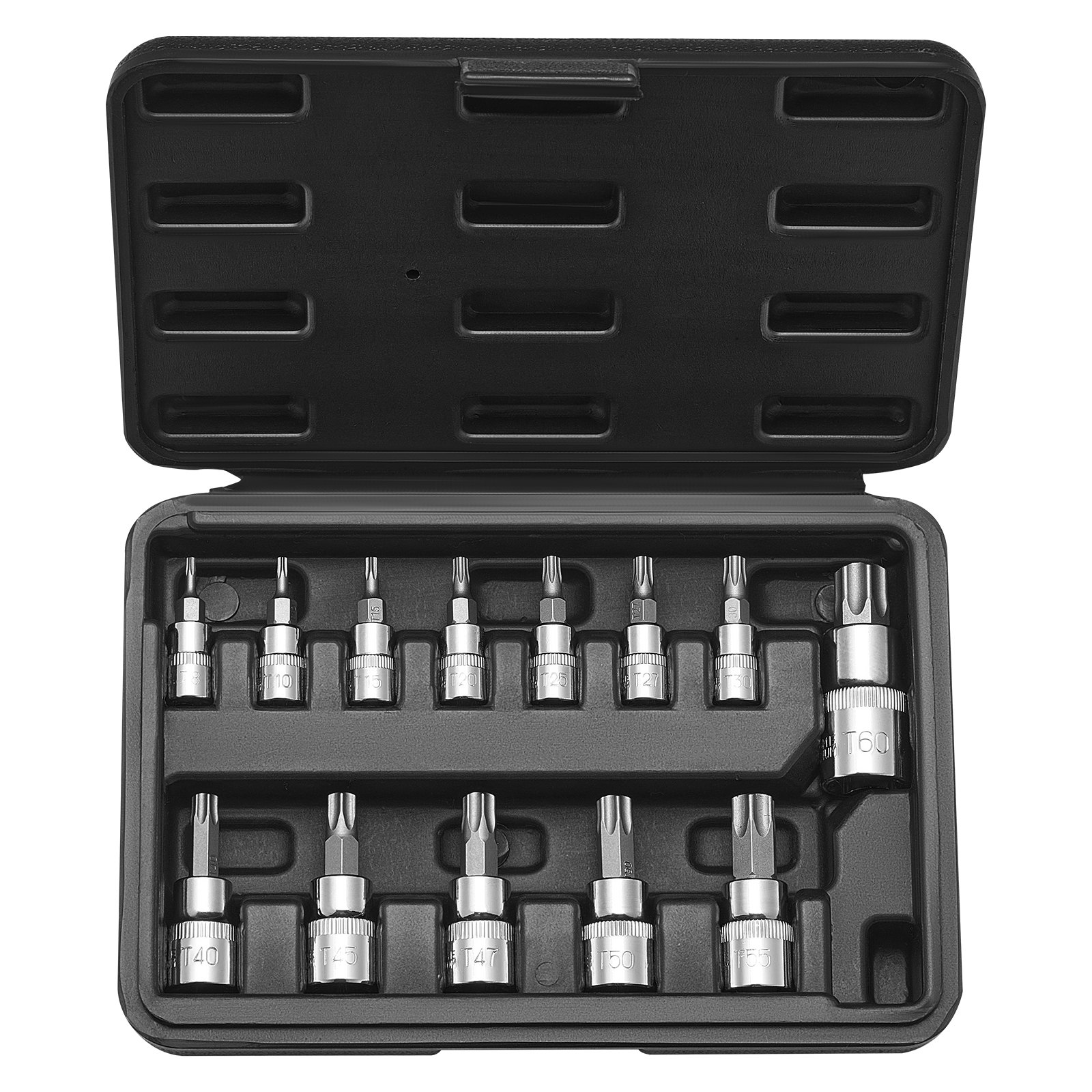 Main product image of 13-Piece Torx Bit Socket Set, T8-T60, 1/4, 3/8, 1/2 In. Drives, S2/Cr-V Steel