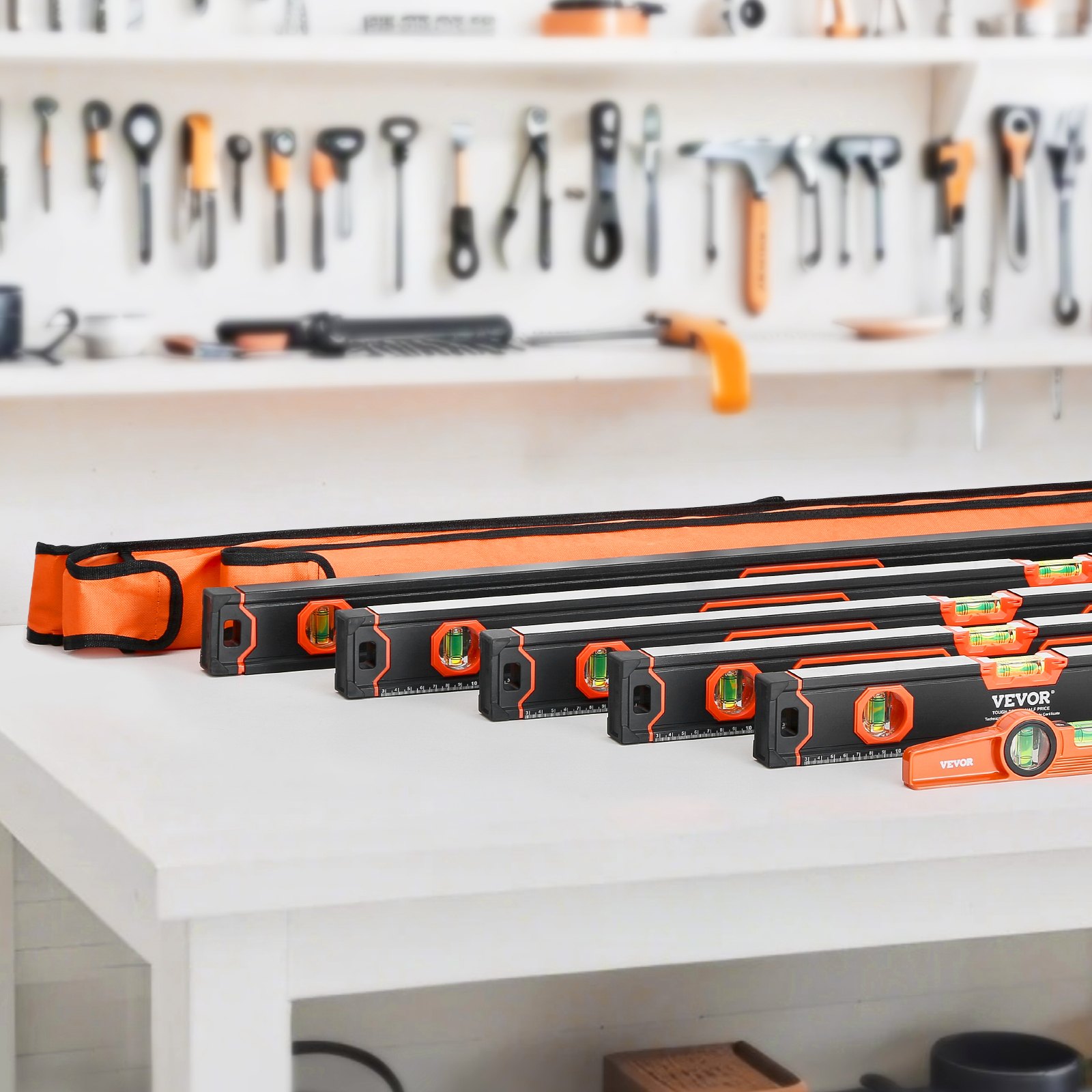 Main product image of 6-Piece Magnetic Level Set, 10-78 Inch, Aluminum, SAE/Metric, 45/90/180 Vials