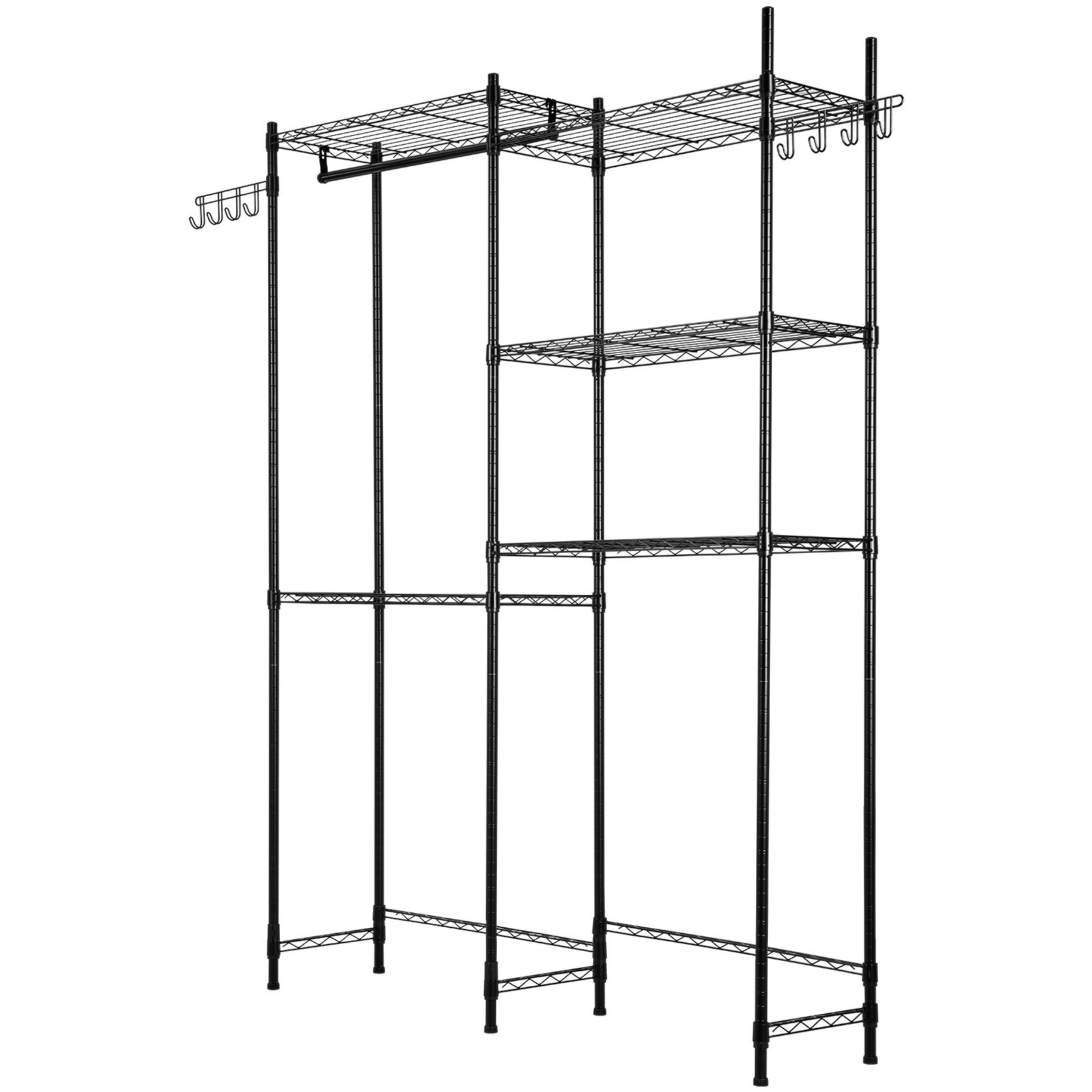 Main product image of Adjustable 5-Tier Over Washer Dryer Storage Shelves with Hanger Rod, Black