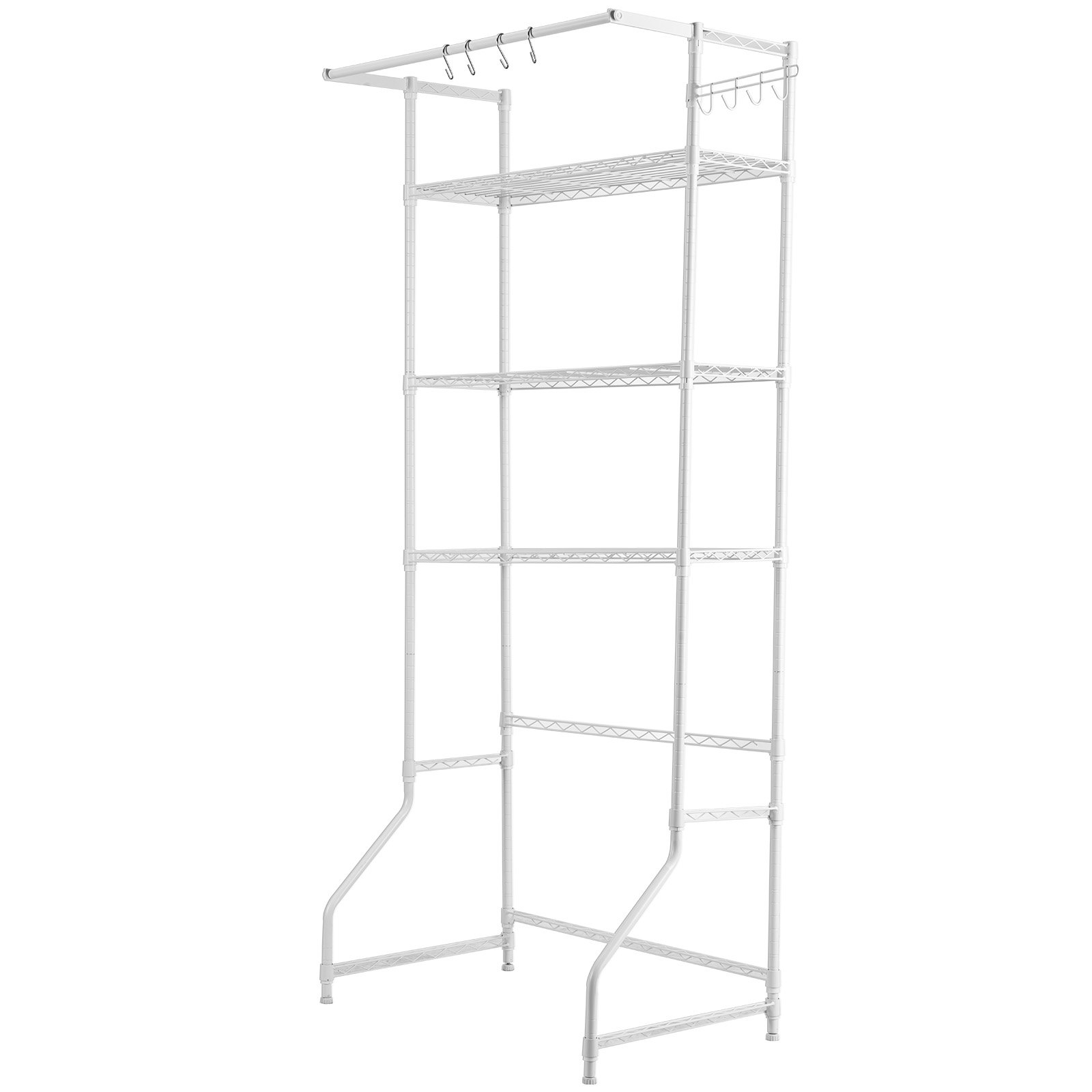 Main product image of Adjustable 3-Tier Over Washer Dryer Storage Shelf with Drying Rack, Hanger Rod, White
