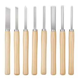 Product image of 8-Piece Wood Lathe Turning Tool Set, Carbon Steel, Skew, Parting, Gouge, Spear Point