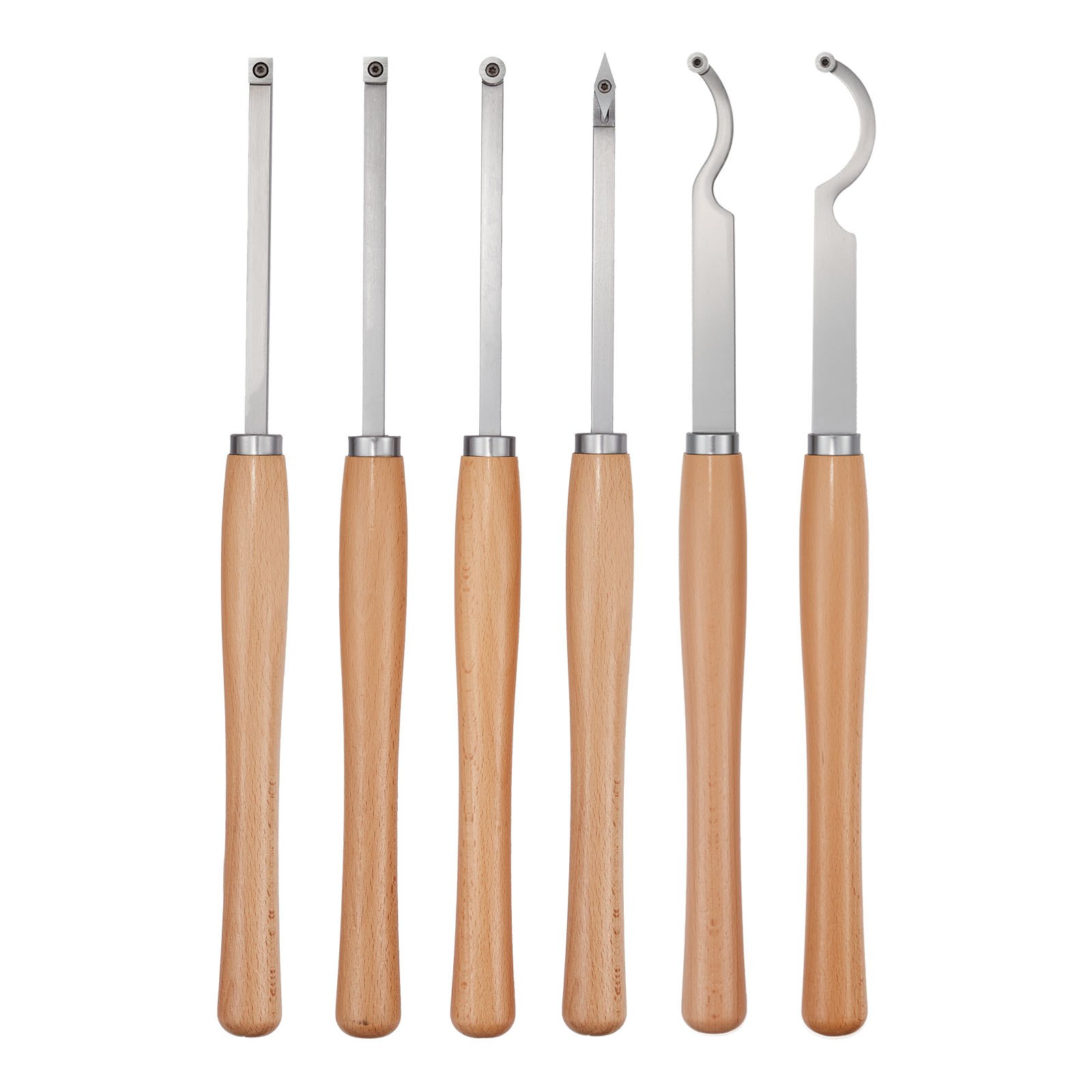 Main product image of 6-Piece Wood Lathe Turning Tool Set, Carbide Inserts, Roughing, Finishing, Detailing