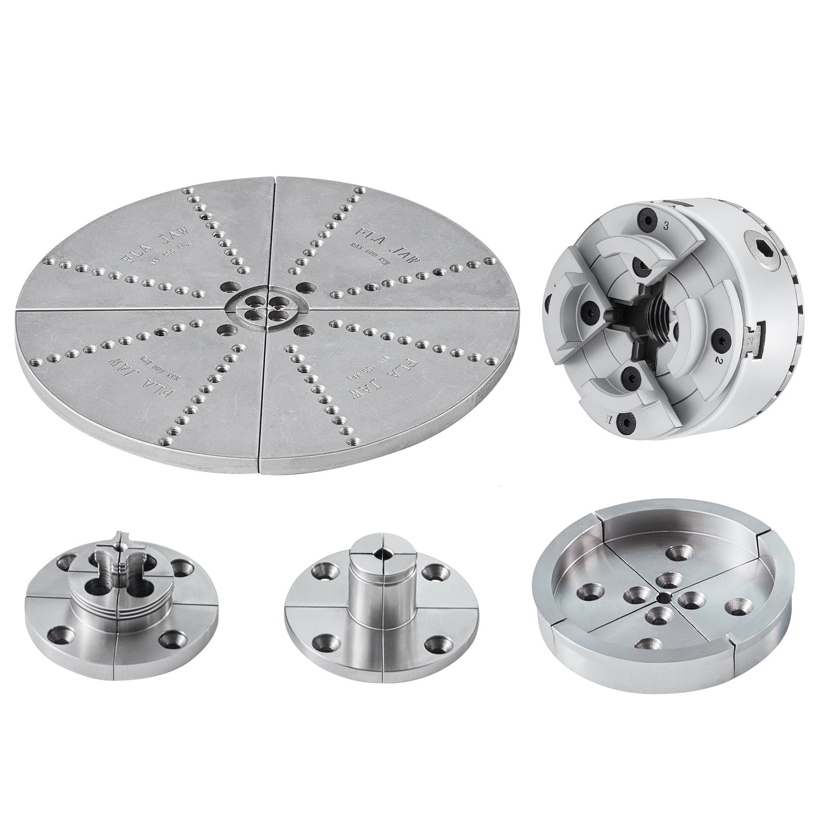 Main product image of KP965 4-Jaw 3.75" Self-Centering Lathe Chuck with 5 Jaw Sets