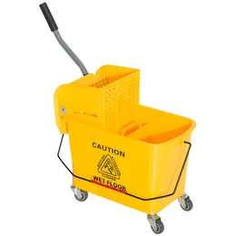 Product image of 20L Yellow Mop Bucket with Wheels and Water Separation Panel