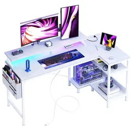 Product image of Computer Gaming Desk with USB, Power Outlet, Type-C, LED, Storage Rack, Monitor Stand