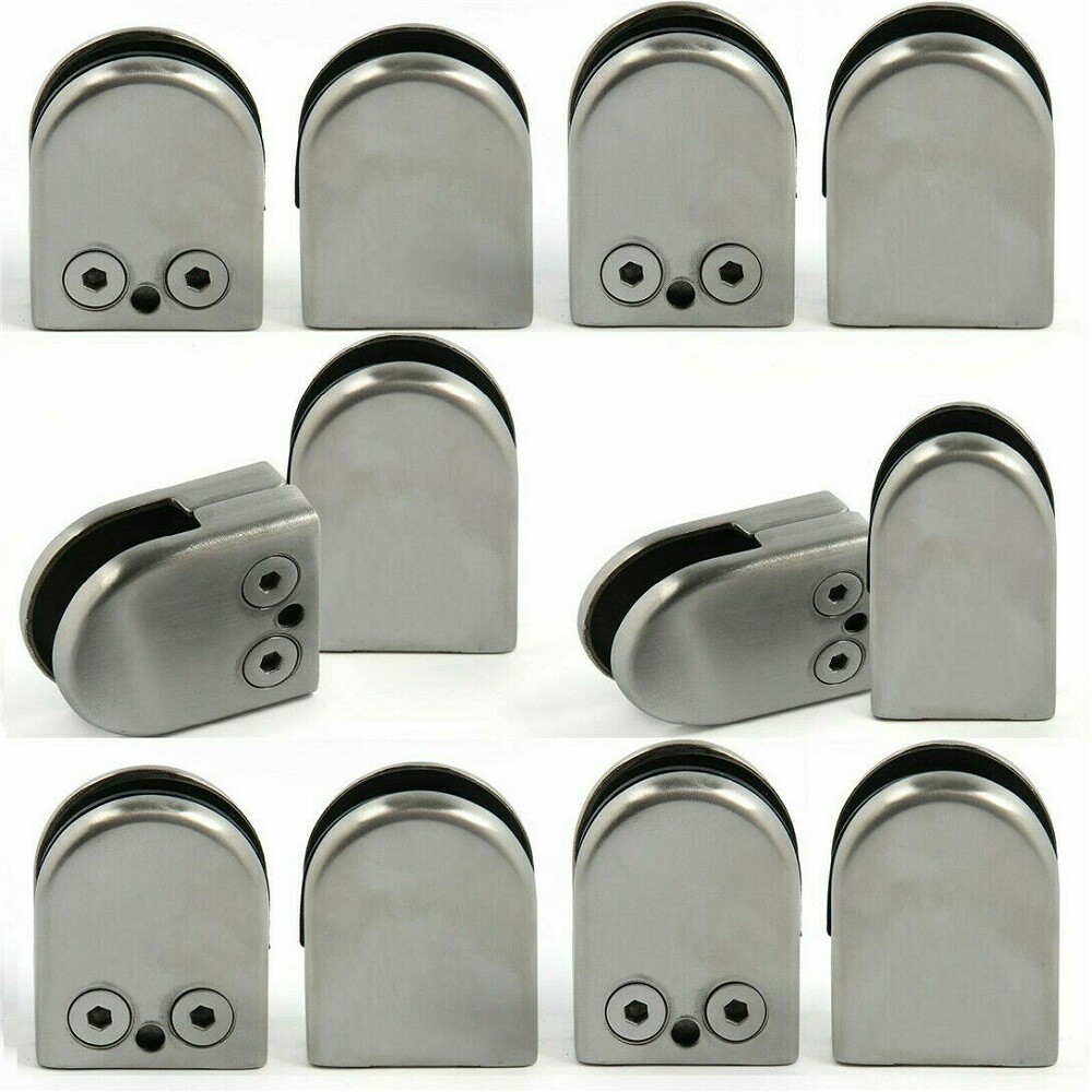Main product image of 12x Stainless Steel 304 Flat Back Glass Clamps for Balustrade 6-8mm