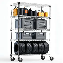 Product image of 5-Shelf Wire Shelving Unit, Chrome, 17.7 D x 47.2 W x 75.6 H