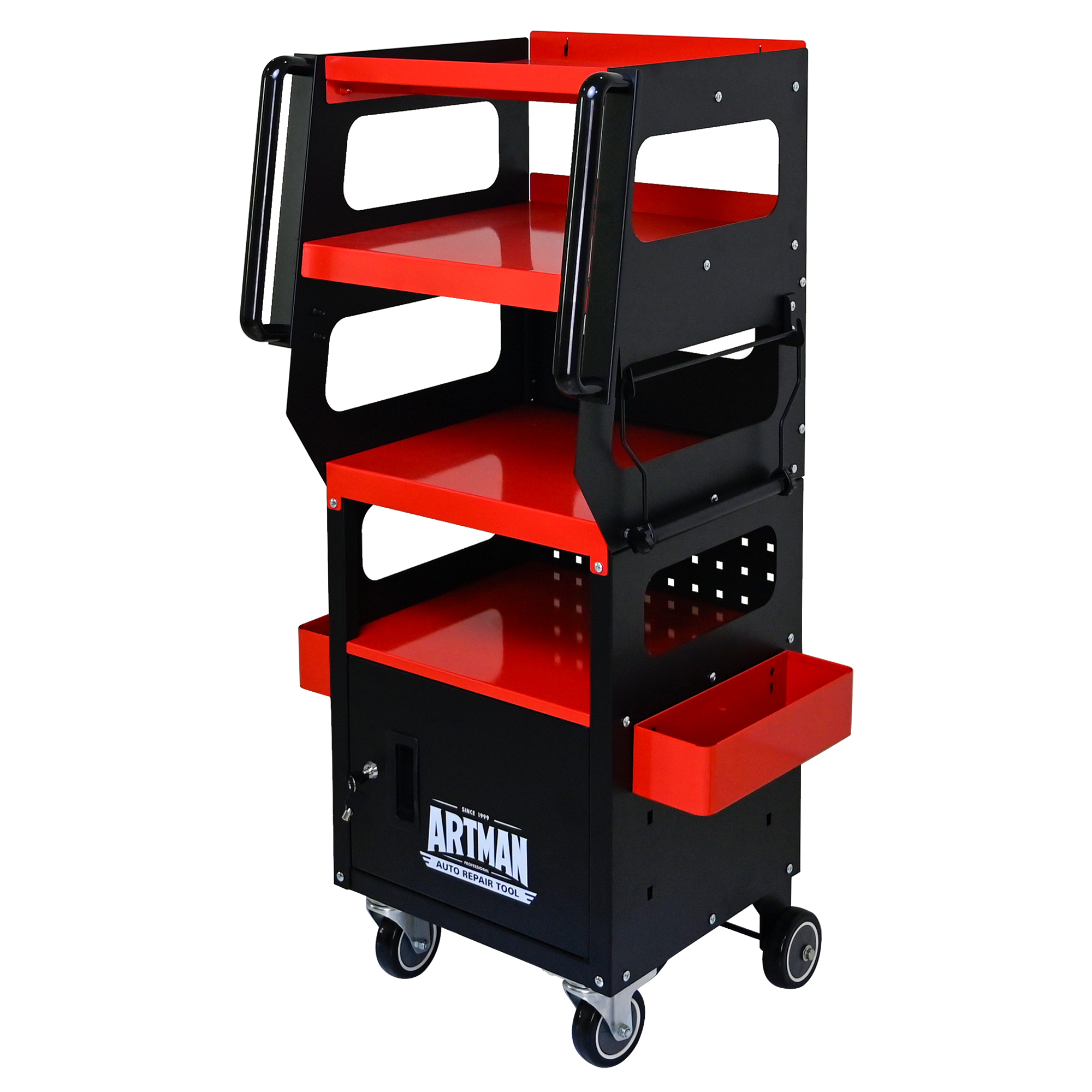 Main product image of 4-Level Diagnostic Equipment Cart, Black & Red