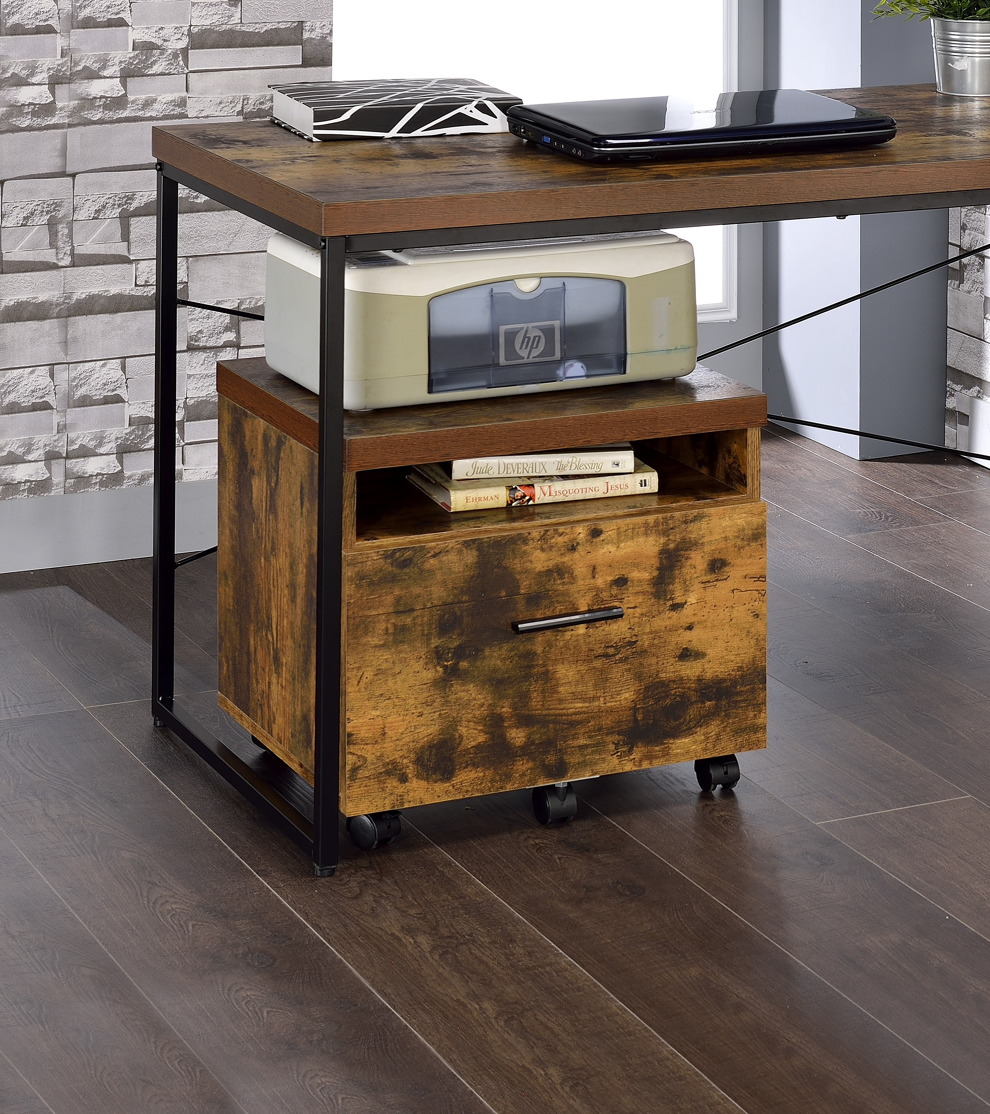 Main product image of Weathered Oak & Black Finish File Cabinet