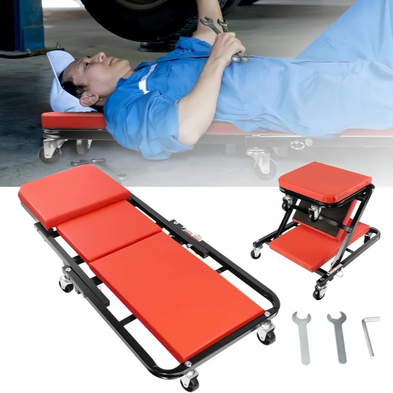 Main product image of 2-in-1 Foldable Car Creeper Seat and Workshop Stool, 6 Swivel Casters