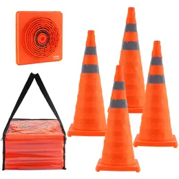 Product image of 4-Pack 28-inch Collapsible Traffic Cones, Reflective, Wide Base, Storage Bag
