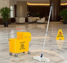 Product image of Compact Mop Bucket with Integrated Wringer for Commercial Use
