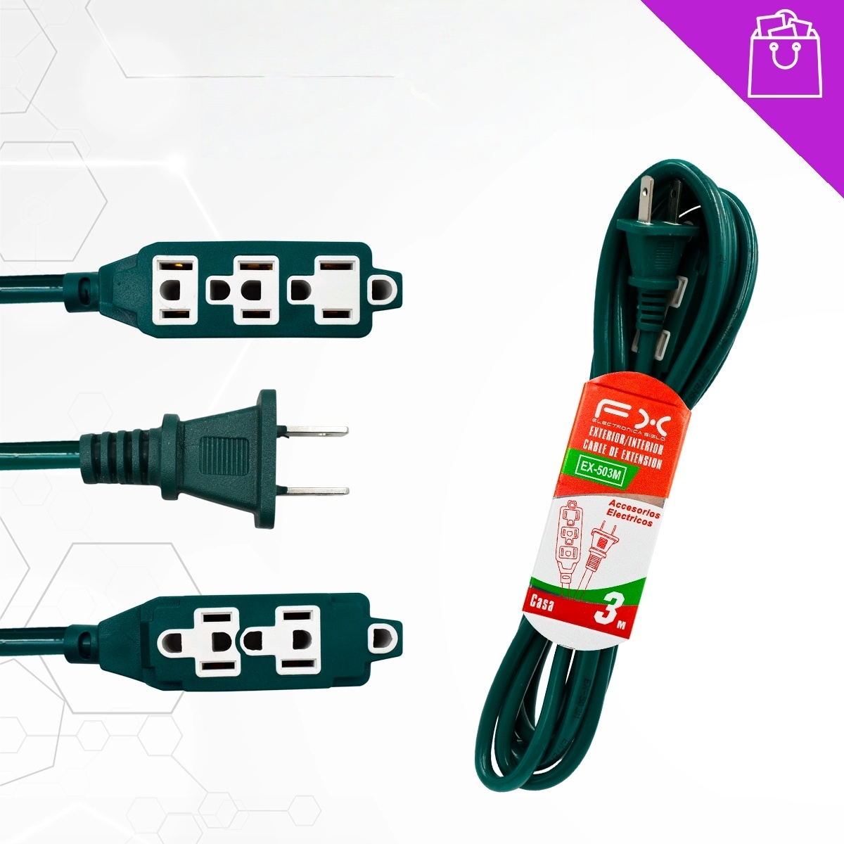 Main product image of 3.5m Extension Cord with 2-Pin Plug and Single Outlet