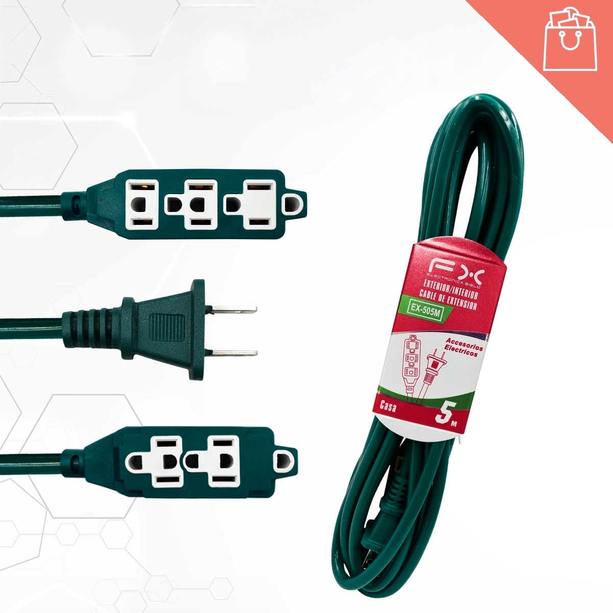 Main product image of 5m Power Strip with 5-Outlet Extension Cord