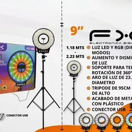 Product image of 23.5cm LED RGB Ring Light with 2m Tripod Stand, Phone Holder, USB