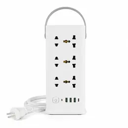 Product image of 6-Outlet Tower Power Strip with 3 USB-A, 1 USB-C, and Three-Color Dome Light