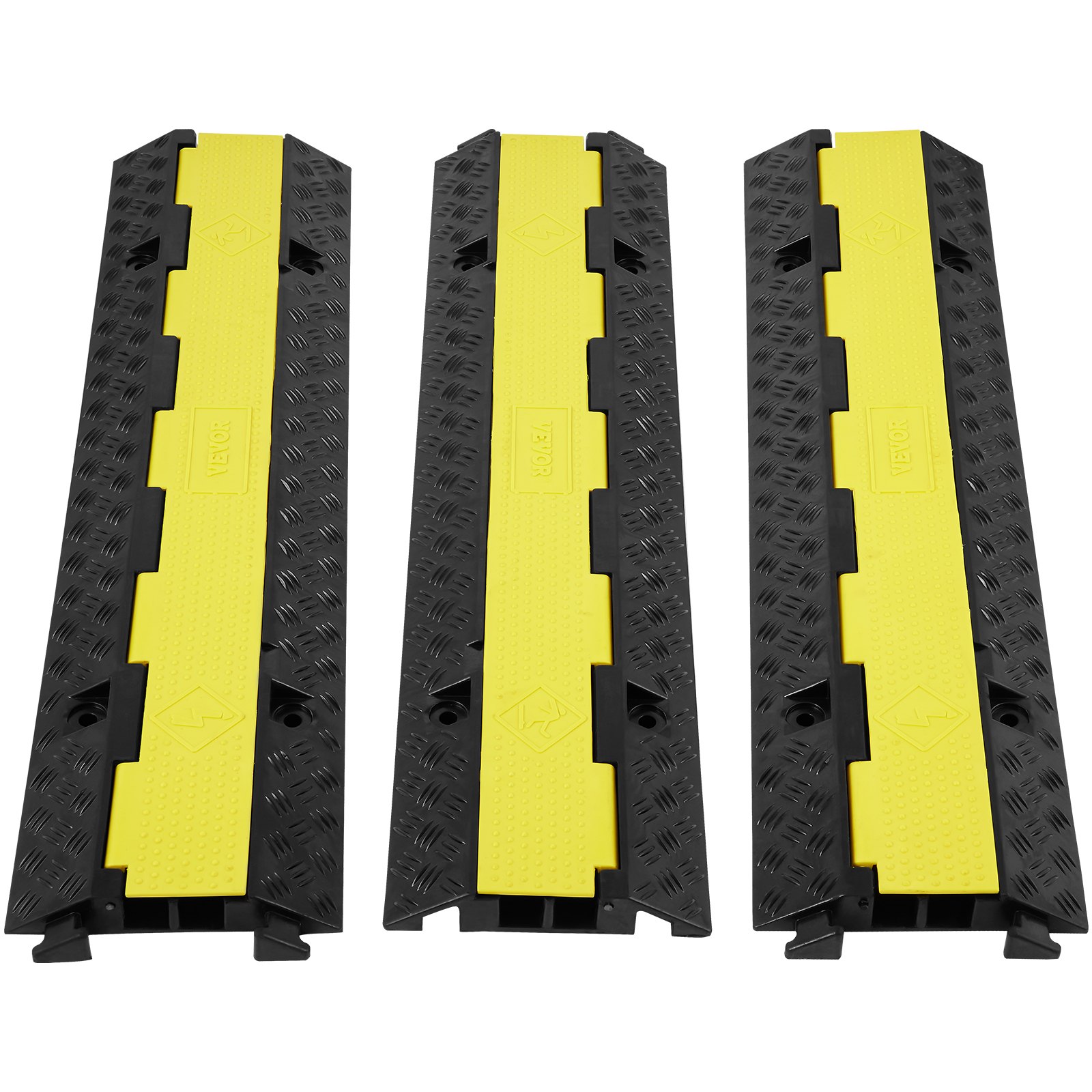 Main product image of 3-Piece Rubber Cable Protector Ramp, 2 Channels, 12000 lb/axle, Hinged Lid