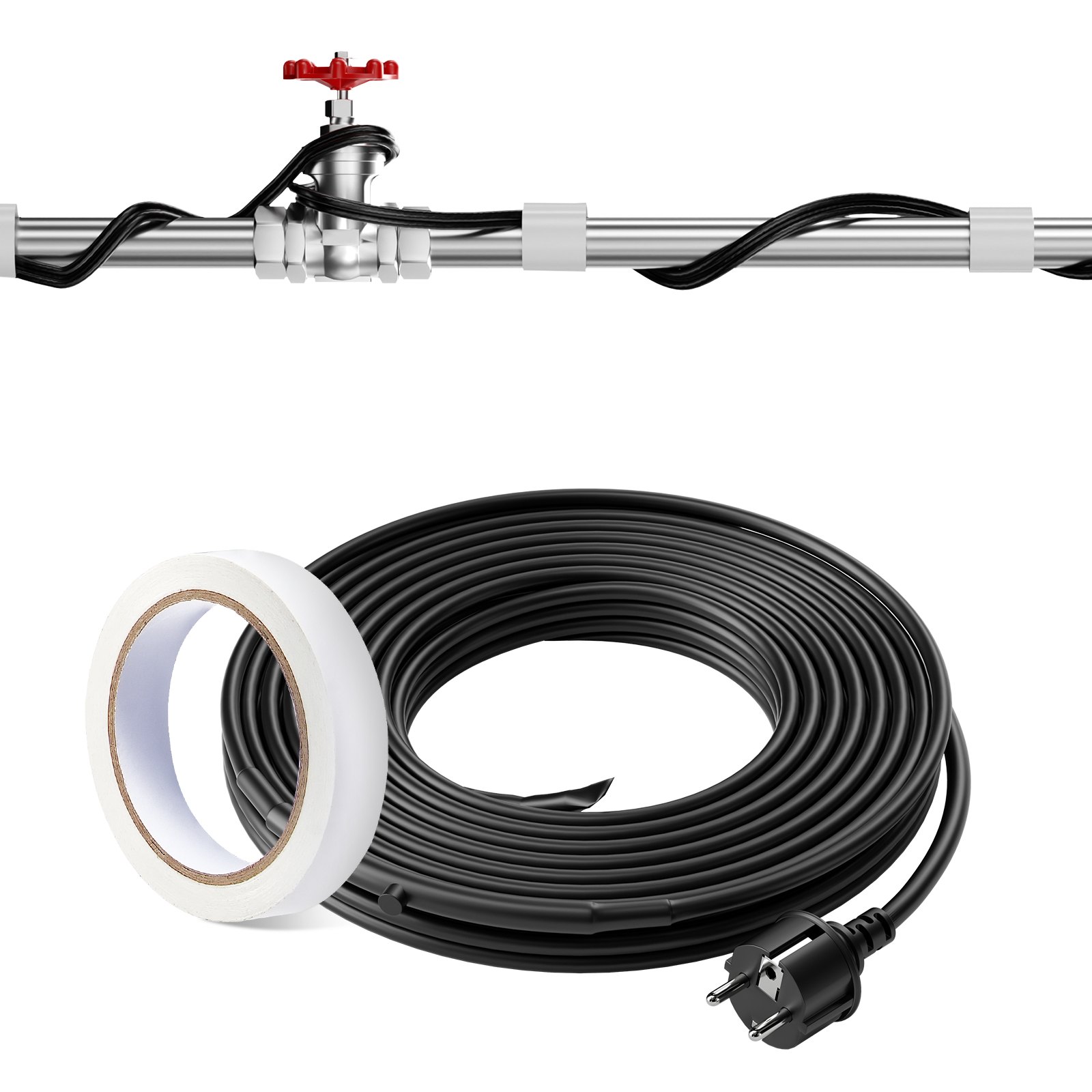 Main product image of 18 ft Self-Regulating Heating Cable, 5 W/ft, 120V Pipe Freeze Protection
