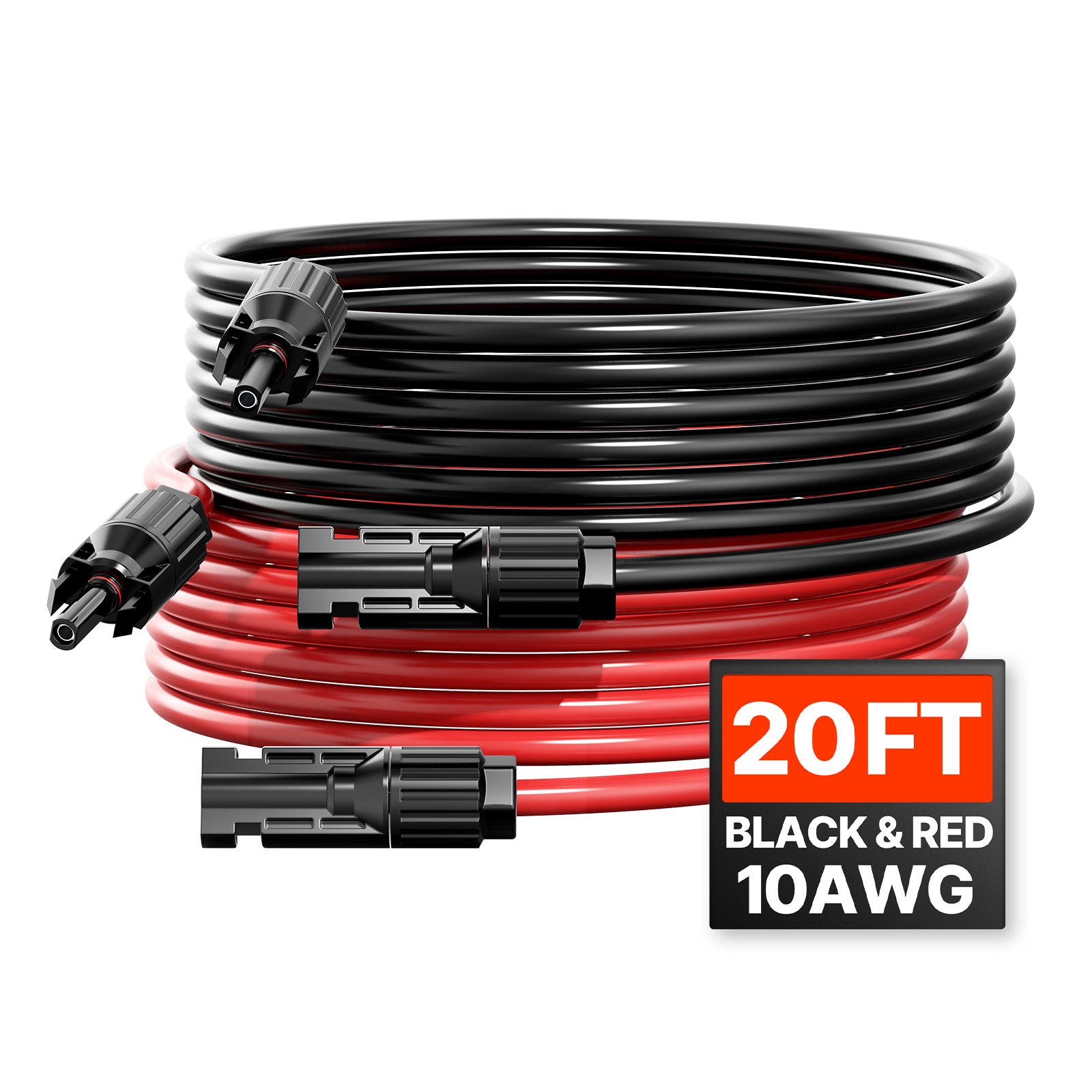 Main product image of 2-Pack 6.1m 10 AWG Solar Panel Extension Cables, Waterproof Male/Female Connectors
