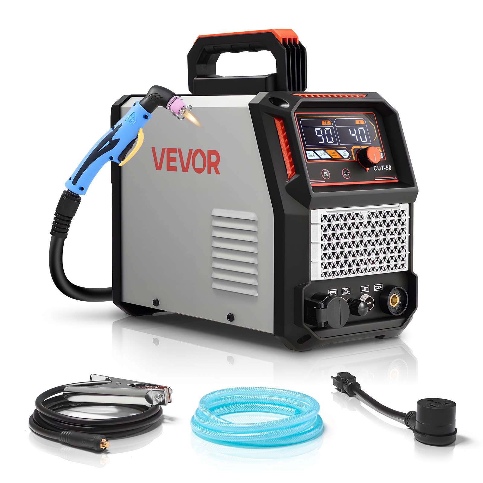 Main product image of VEVOR 50A Pilot Arc Plasma Cutter, 110V/220V IGBT, Digital Display, 2T/4T