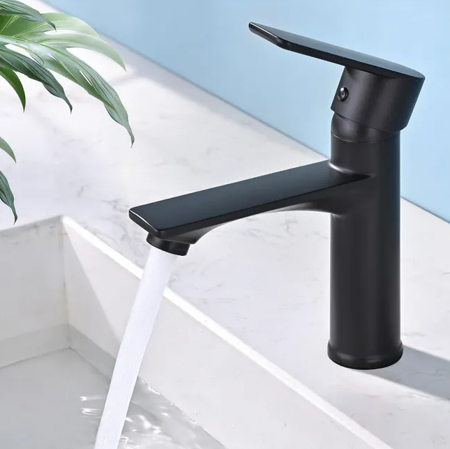 Main product image of Black Brass Single Lever Hot/Cold Water Bathroom Basin Faucet