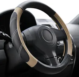 Product image of Steering Wheel Cover, 14.5-15 Inch, Padded, Anti-Slip, Black/Beige