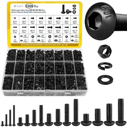 Product image of 2200 Pc M2 M3 M4 M5 Metric Button Head Hex Socket Screw Assortment, 10.9 Alloy Steel