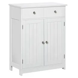 Product image of Freestanding Bathroom Cabinet, 2 Doors, 2 Drawers, Adjustable Shelf, White