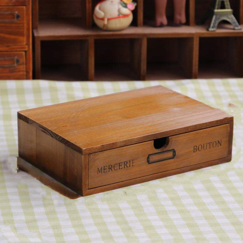 Main product image of Wooden Double-Layer Desktop Monitor Stand with Storage Drawers