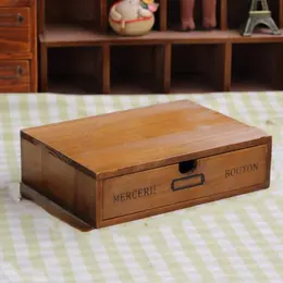 Product image of Wooden Double-Layer Desktop Monitor Stand with Storage Drawers