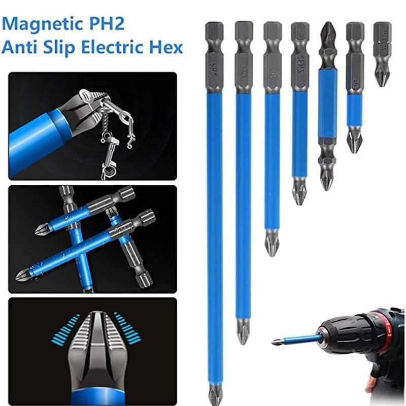 Main product image of 7-Piece Phillips #2 Magnetic Driver Bits, 25mm to 150mm Lengths