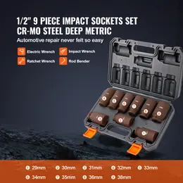 Product image of VEVOR 9-Piece Deep Drive Impact Socket Set, Metric 29-38mm, 6-Point Cr-Mo Steel